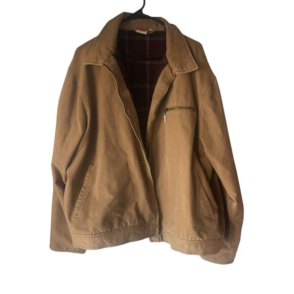 Sideout Vintage 90s Size XL Khaki Canvas Workwear Wool Lined Chore Coat Jacket - Picture 1 of 9